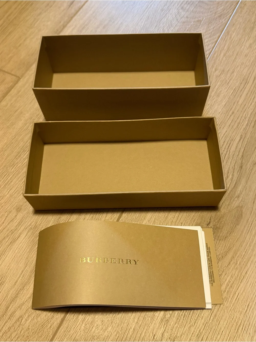 Burberry Tan Sunglasses Accessory Box with Gold Emblem